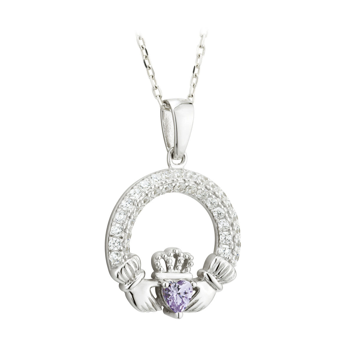 june birthstone amethyst claddagh necklace S46117-06 from Solvar