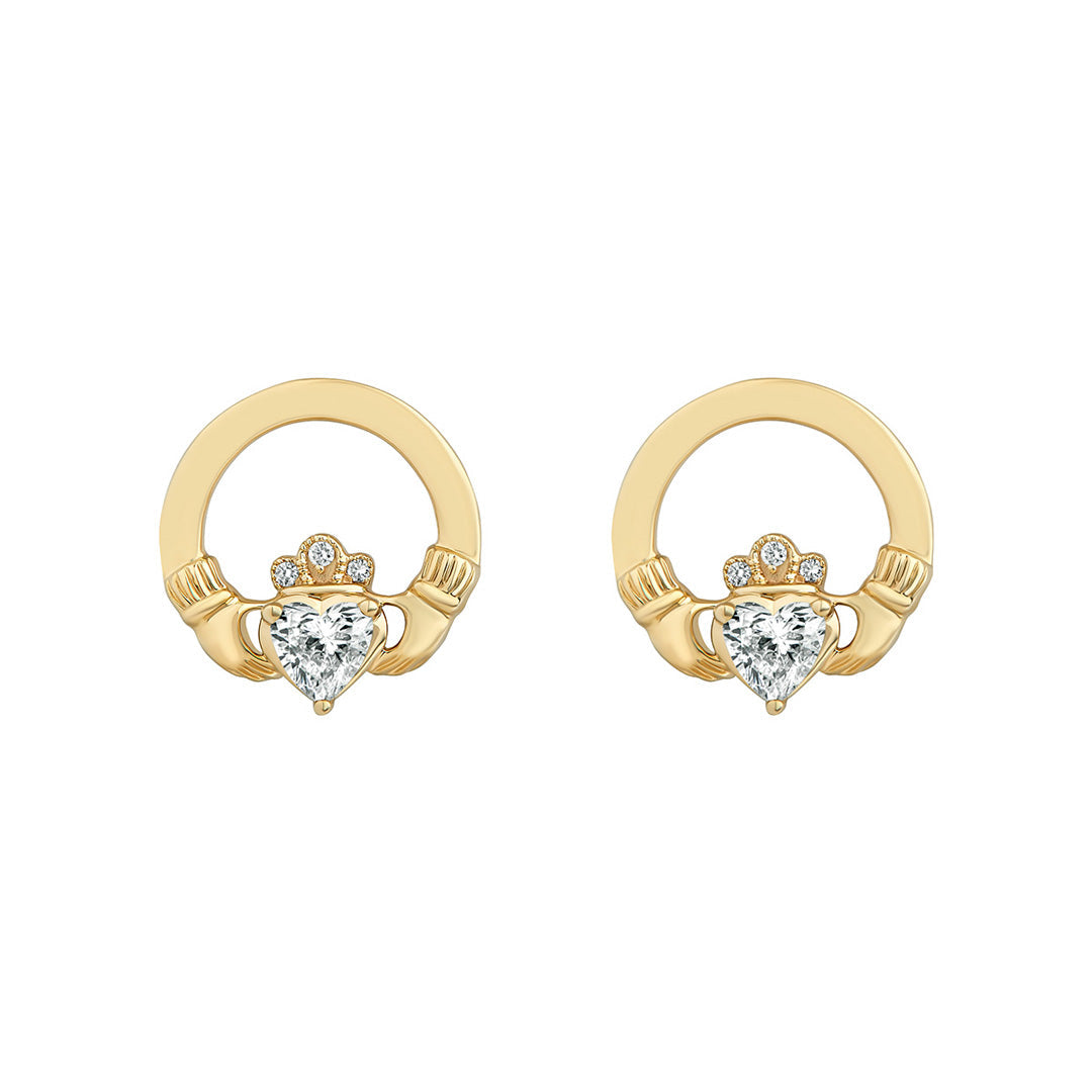 0.5carat lab diamond claddagh stud earrings in yellow gold