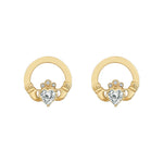 0.5carat lab diamond claddagh stud earrings in yellow gold