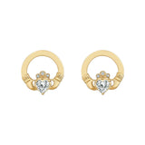 0.5carat lab diamond claddagh stud earrings in yellow gold