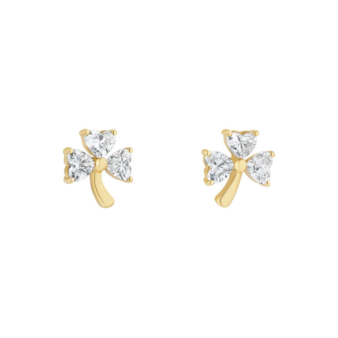 Product image of 14K Gold Lab Grown Diamond Shamrock Earrings from Solvar jewellery
