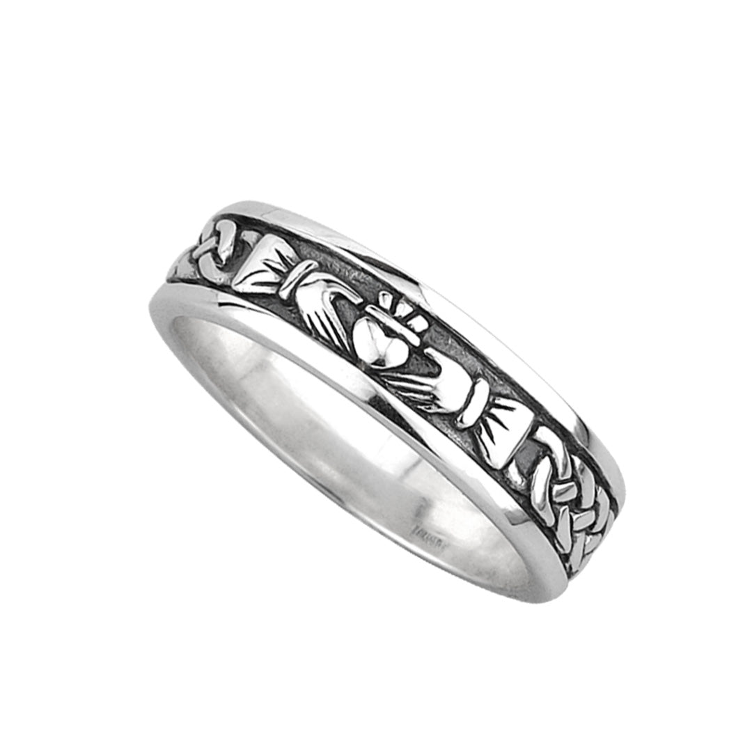 ladies sterling silver claddagh band ring s2829 from Solvar