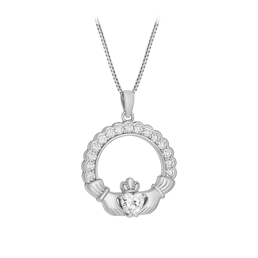Product image of Sterling Silver Cz Claddagh Pendant from Solvar jewellery