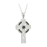 sterling silver large connemara marble cross pendant s46024 from Solvar