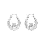 Product image of Sterling Silver Large Claddagh Creole Earrings from Solvar jewellery
