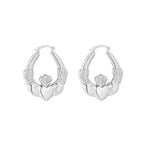 Product image of Sterling Silver Large Claddagh Creole Earrings from Solvar jewellery