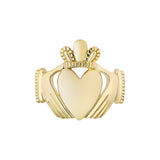 product shot of men's gold chunky claddagh ring in gold