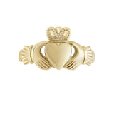 stock image of light weight traditional gold Claddagh ring on the white background 5