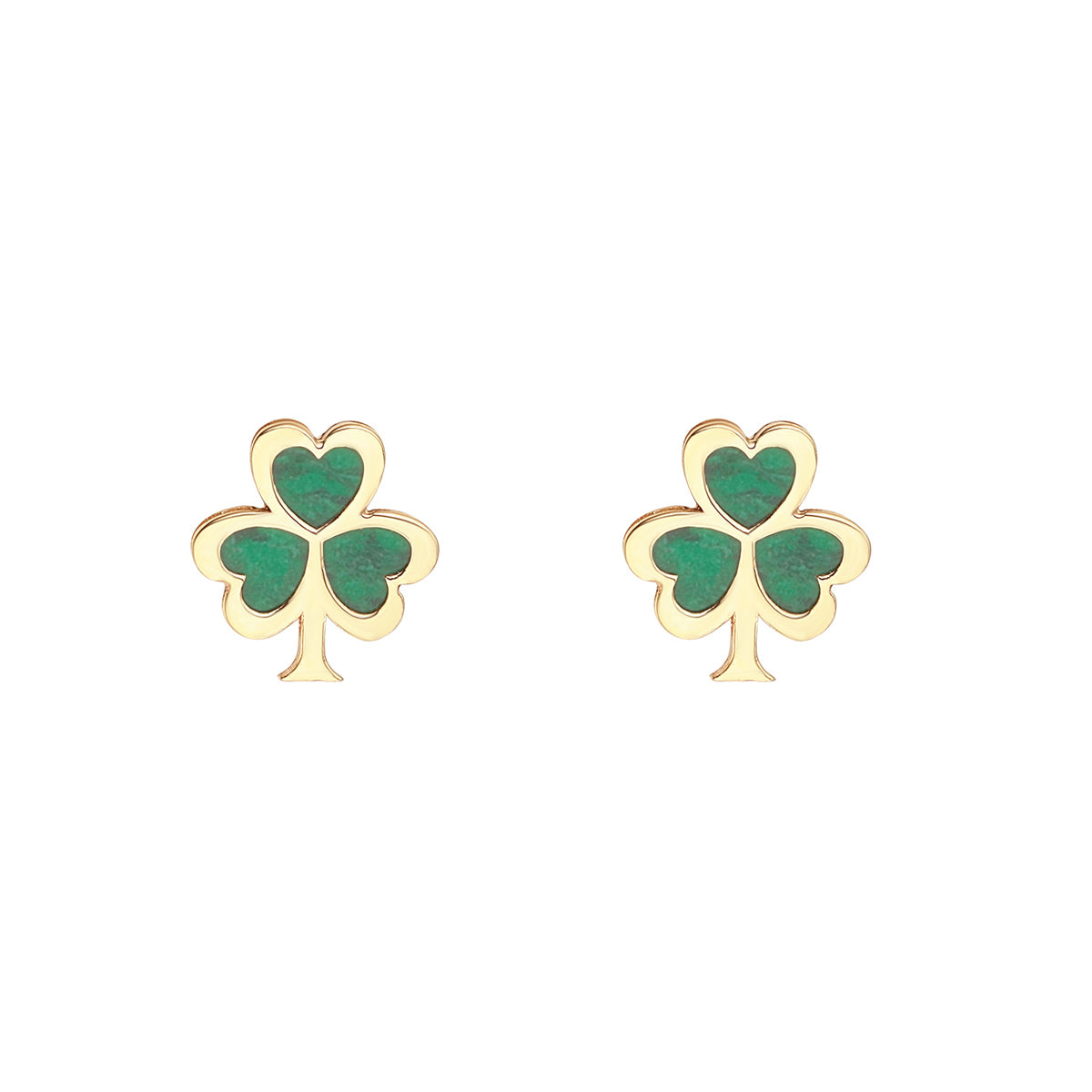 Solvar 10k gold malachite shamrock stud earrings S34157