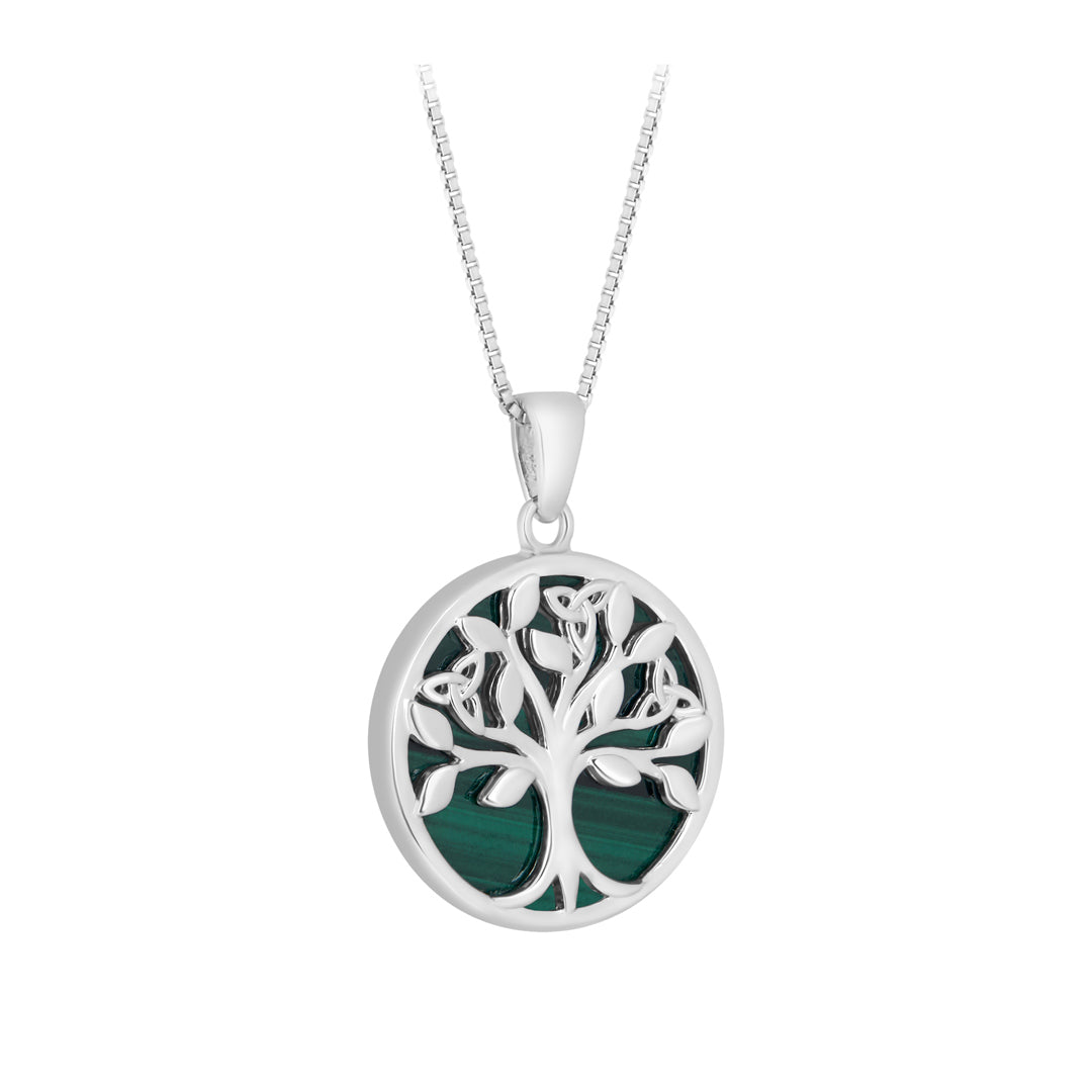 stock image of Silver Malachite Tree Of Life Necklace from Solvar
