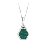 stock image of Malachite Hexagon Trinity Knot Necklace from Solvar