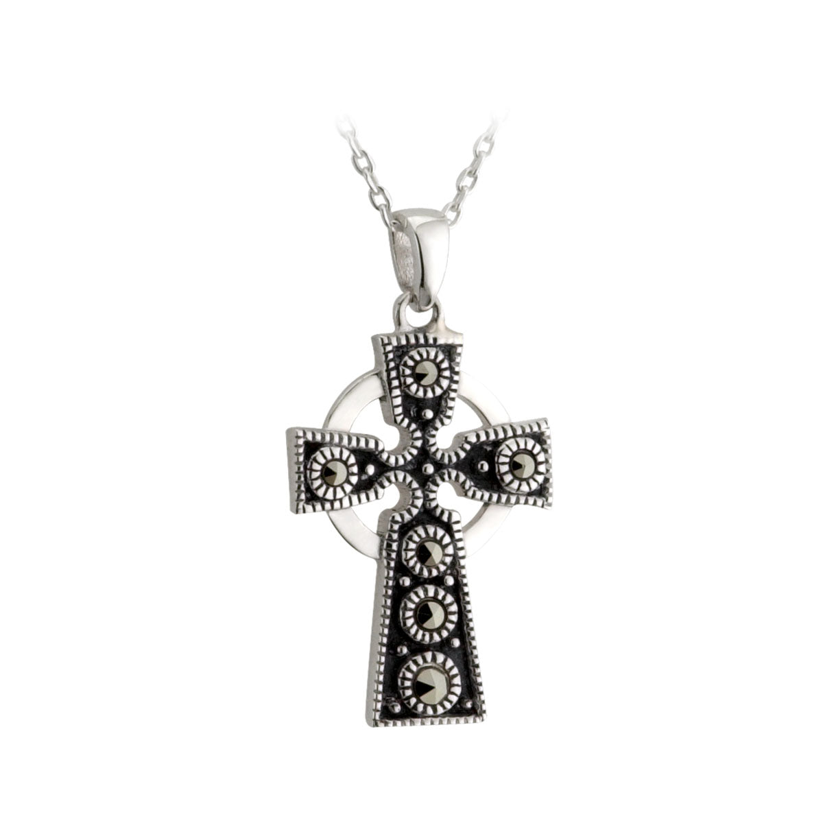 sterling silver large marcasite cross pendant s44480 from Solvar