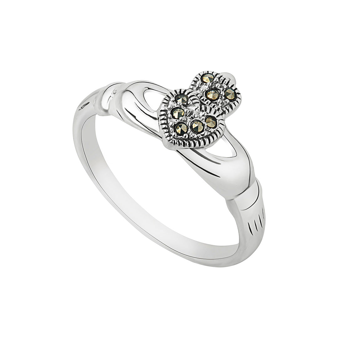 sterling silver marcasite claddagh ring s2448 from Solvar