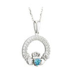 march birthstone aquamarine claddagh necklace  S46117-03 from Solvar