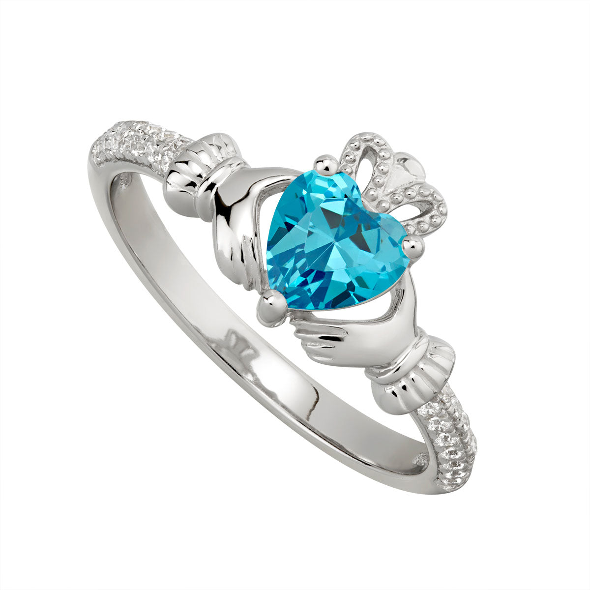 sterling silver claddagh ring march birthstone s2106203 from Solvar