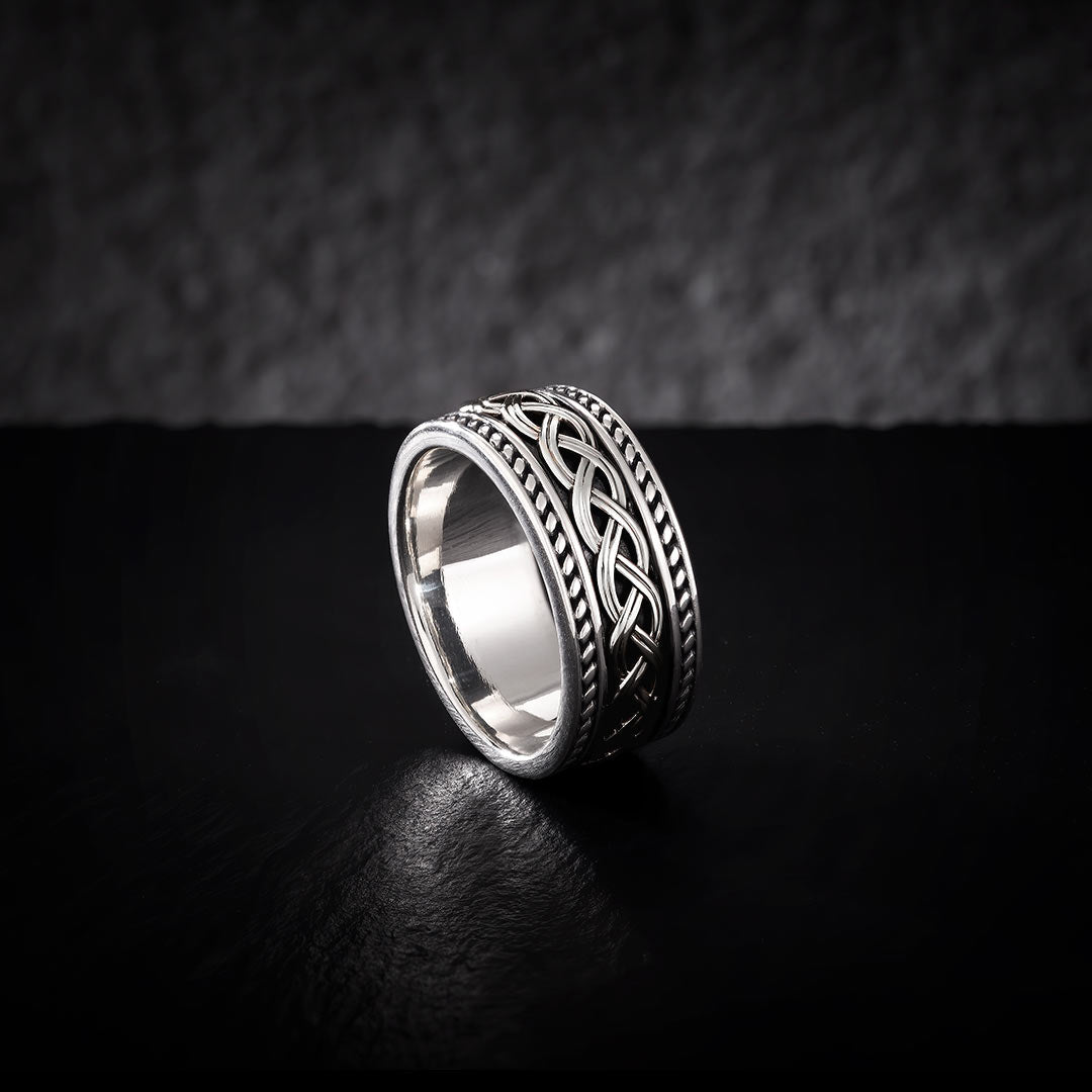 styled image of mens sterling silver celtic knot ring s21048 from Solvar