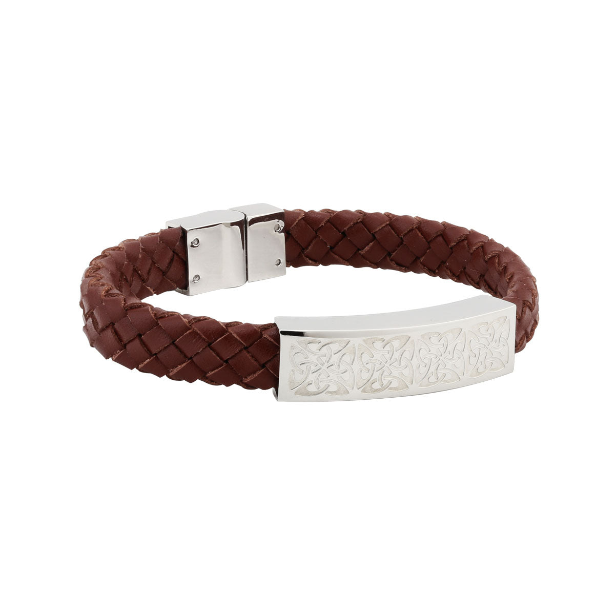 mens steel brown leather bracelet s5778 from Solvar