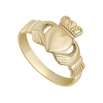 stock image of  traditional 10k gold mens claddagh ring s2529 from Solvar