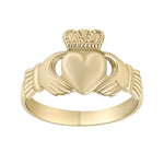 stock image of  traditional 10k gold mens claddagh ring s2529 from Solvar 2