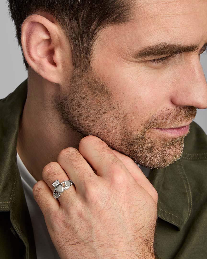 Men's Claddagh Ring Gents Silver Heavy Claddagh Ring