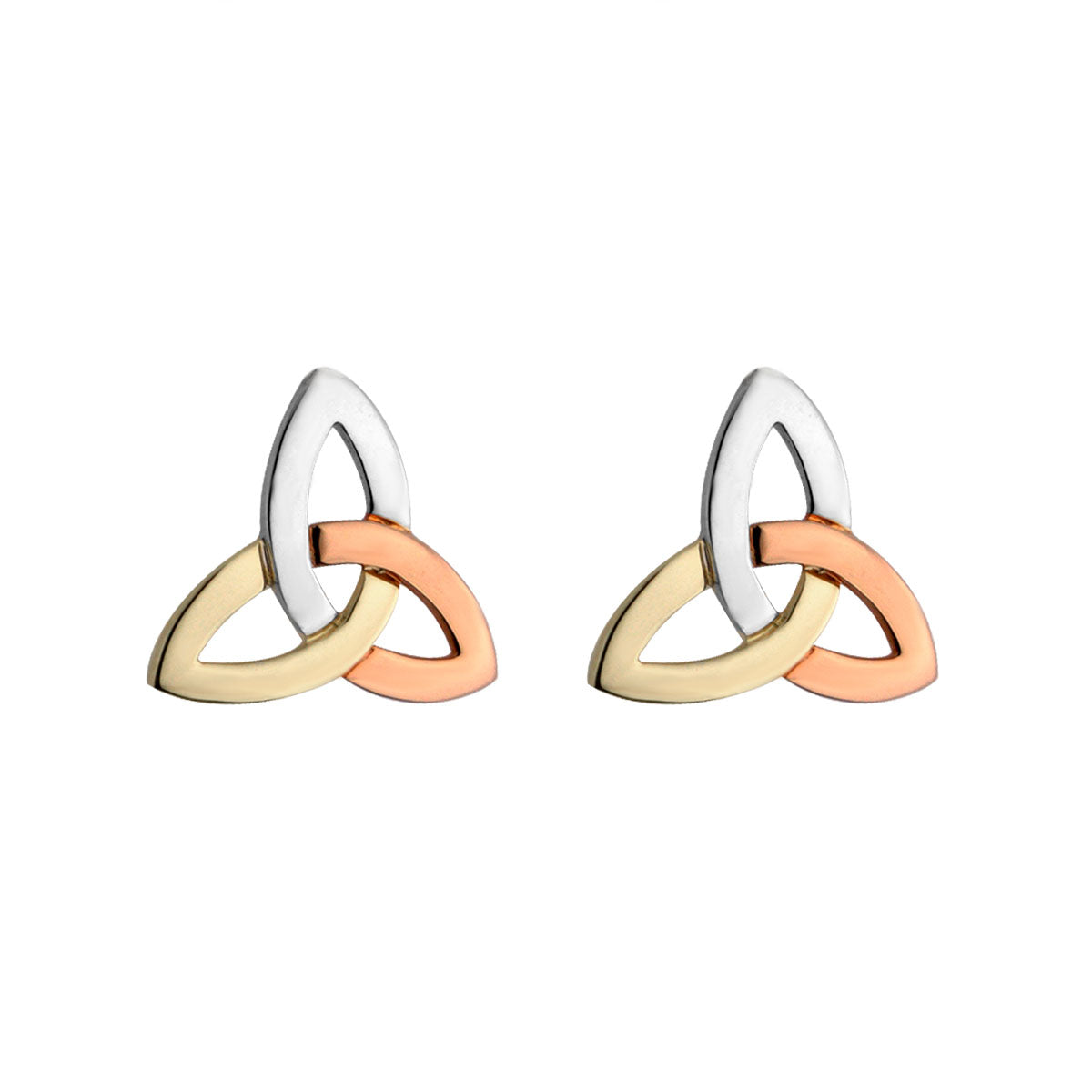 14K gold multi tone gold trinity knot stud earrings s33136 from Solvar