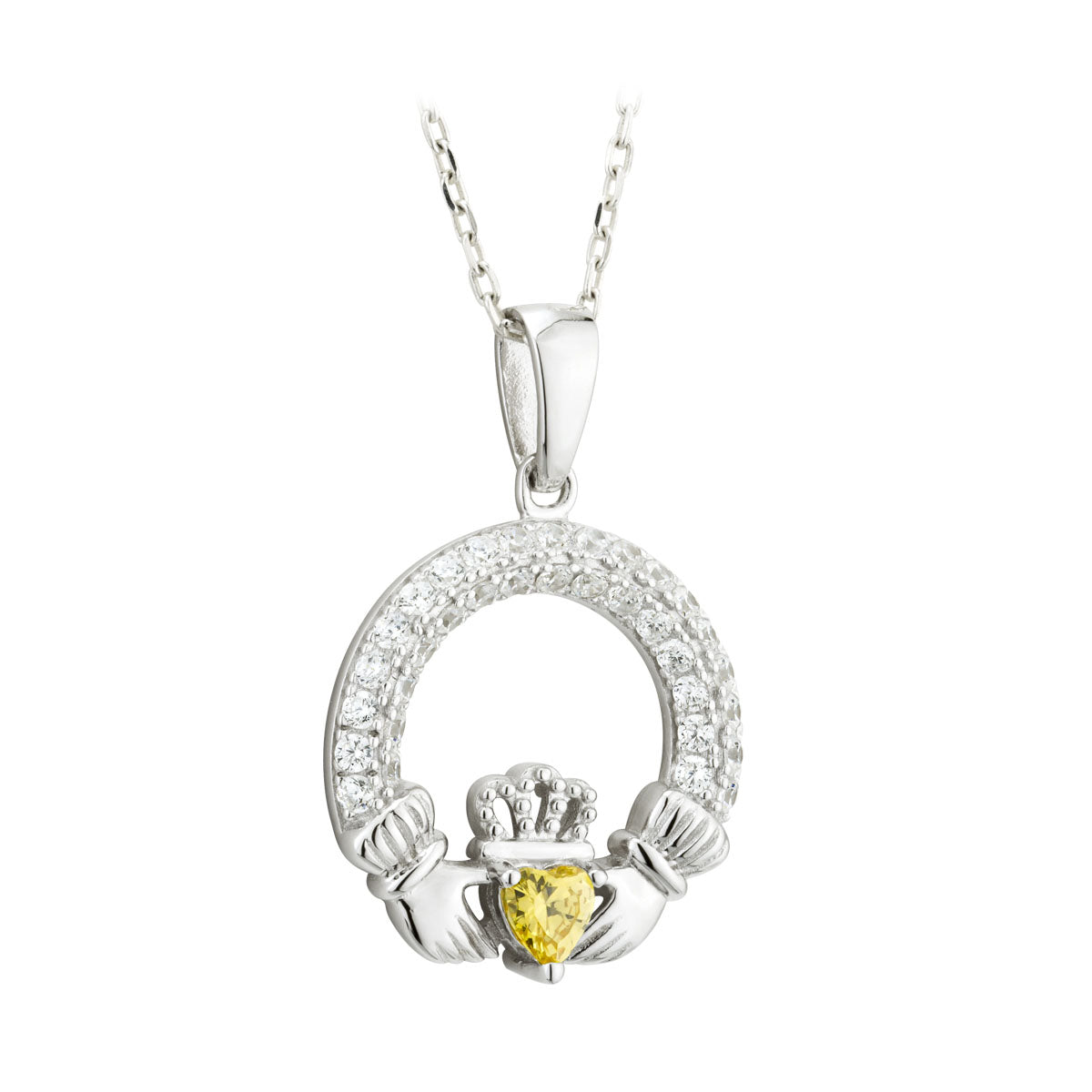 november birthstone topaz claddagh necklace S46117-11 from Solvar