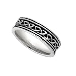 Ladies sterling silver oxidised celtic knot band ring s21072 from Solvar