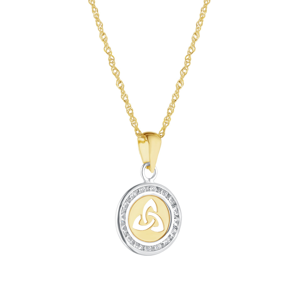 10K Gold Small Round CZ Trinity Knot Pendant S46978 from Solvar Irish Jewellery