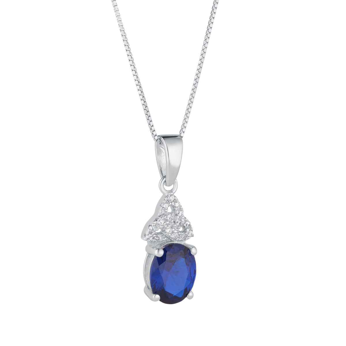 Stock image of Solvar Sterling Silver September Birthstone Trinity Knot Necklace S46948-09