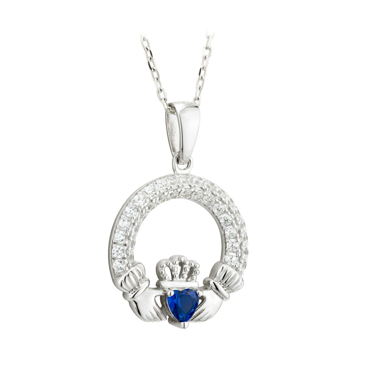 september birthstone sapphire claddagh necklace S46117-09 from Solvar