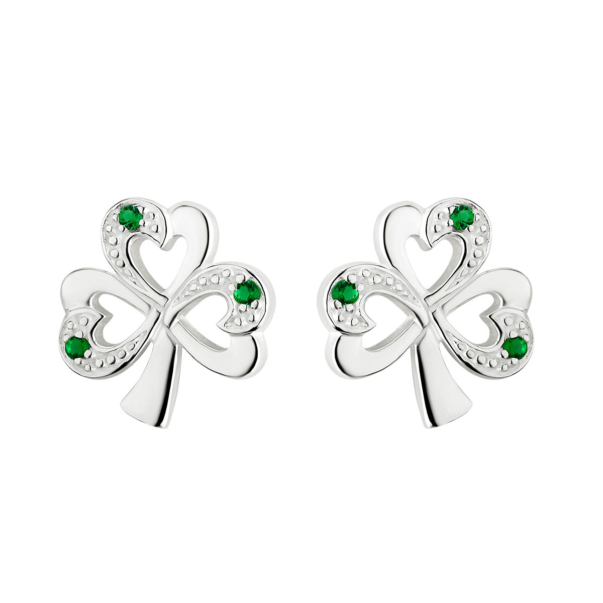 sterling silver synthetic emerald shamrock stud earrings s33152 from Solvar