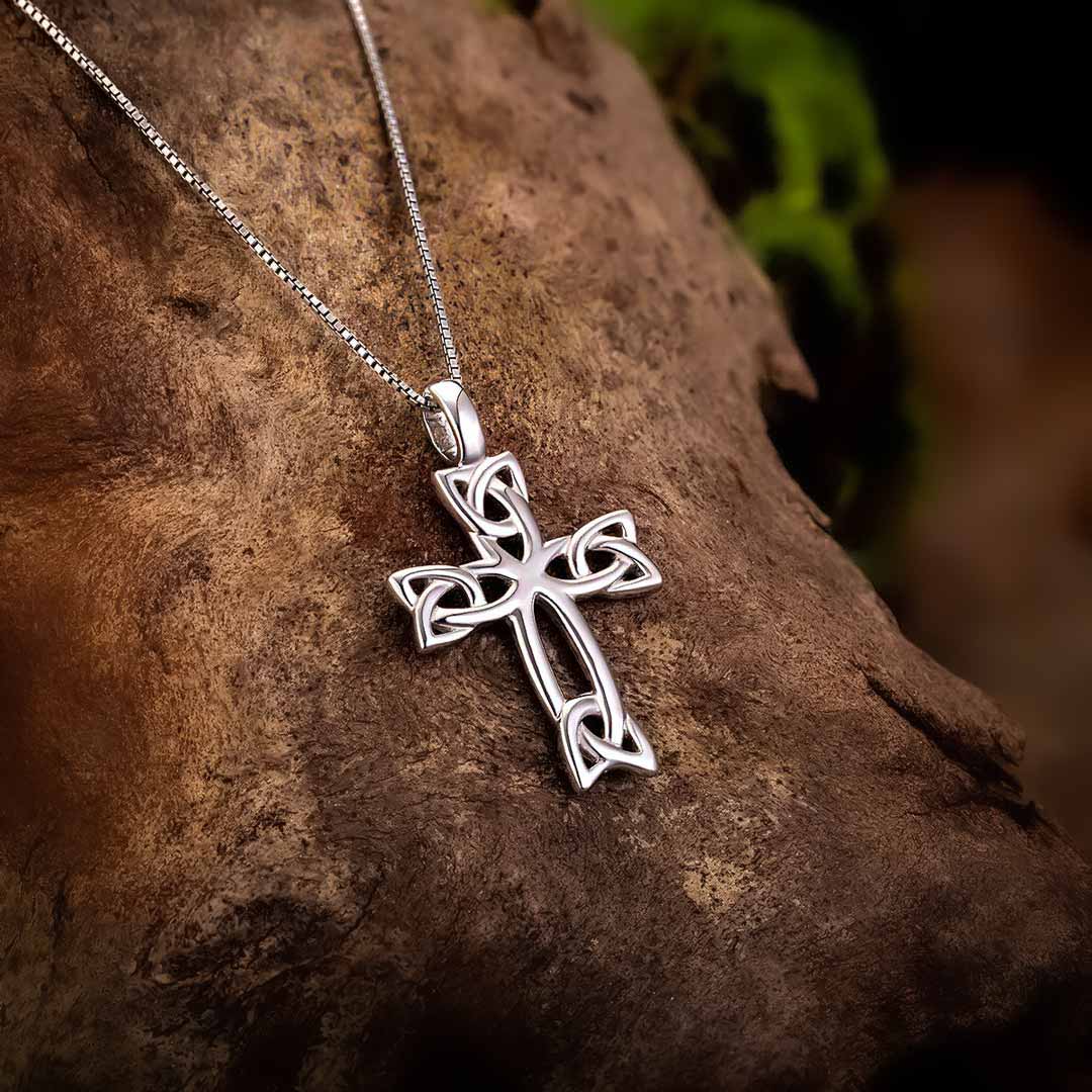 styled image of sterling silver celtic cross pendant s4045 from Solvar