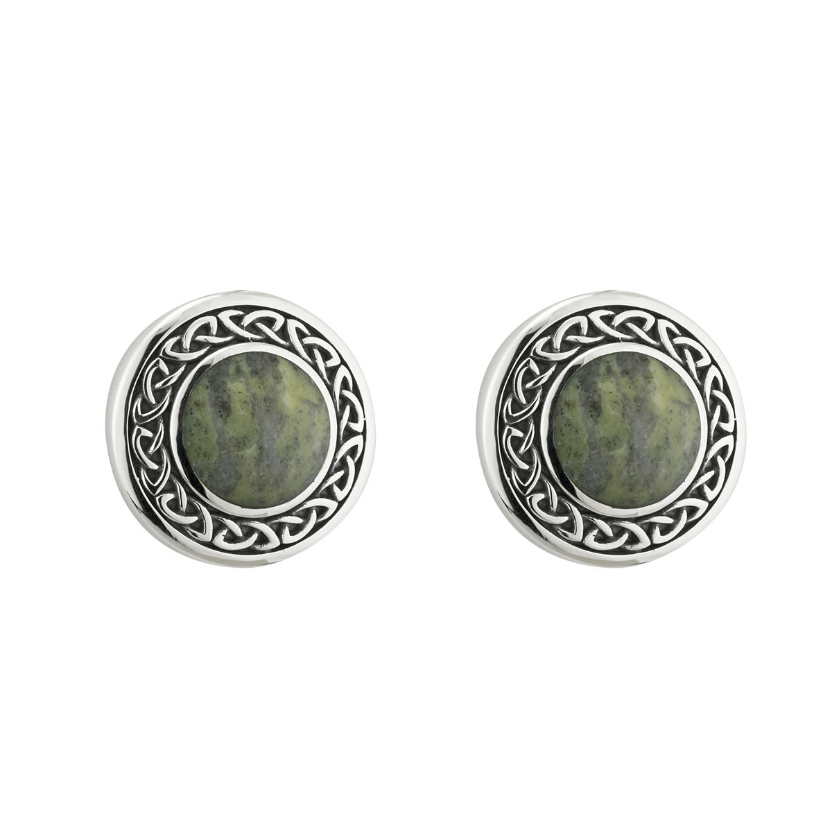 sterling silver celtic connemara marble round stud earrings s33773 from Solvar