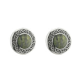 sterling silver celtic connemara marble round stud earrings s33773 from Solvar