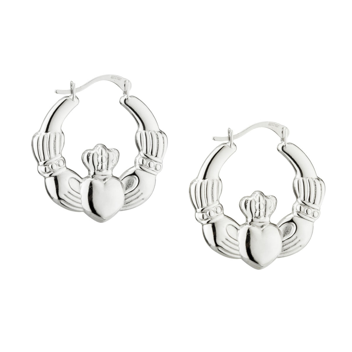 sterling silver claddagh creole medium earrings s3526 from Solvar