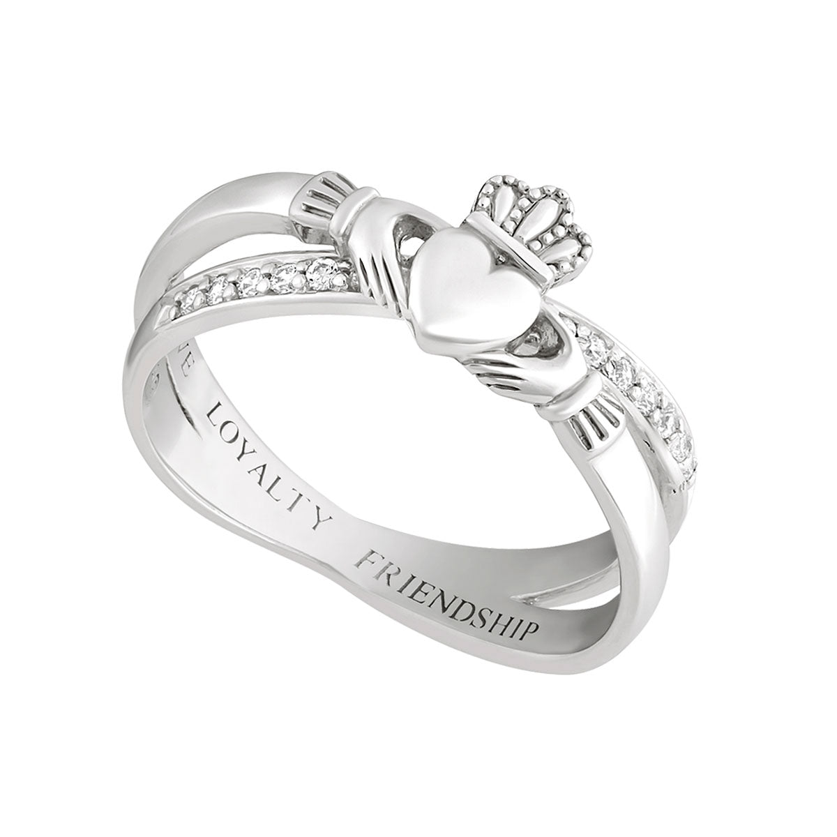 sterling silver claddagh crossover ring s21063 from Solvar