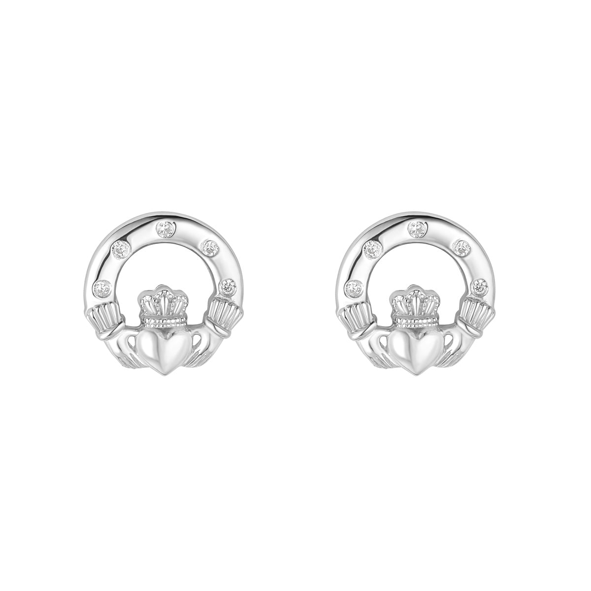 Stock image of Solvar flush set cz claddagh stud earrings s34211