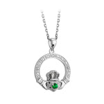 sterling silver crystal illusion claddagh pendant s46620 from Solvar