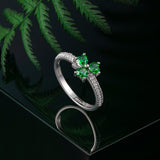 styled image of ladies sterling silver green cubic zirconia shamrock ring s21039 from Solvar