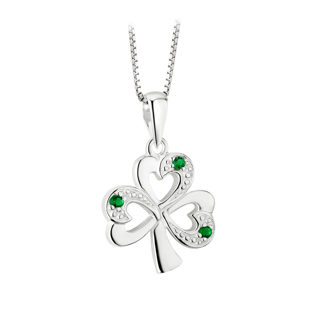 sterling silver faux emerald shamrock pendant s44558 from Solvar