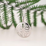 lifestyle image of Solvar silver four Trinity Knot necklace