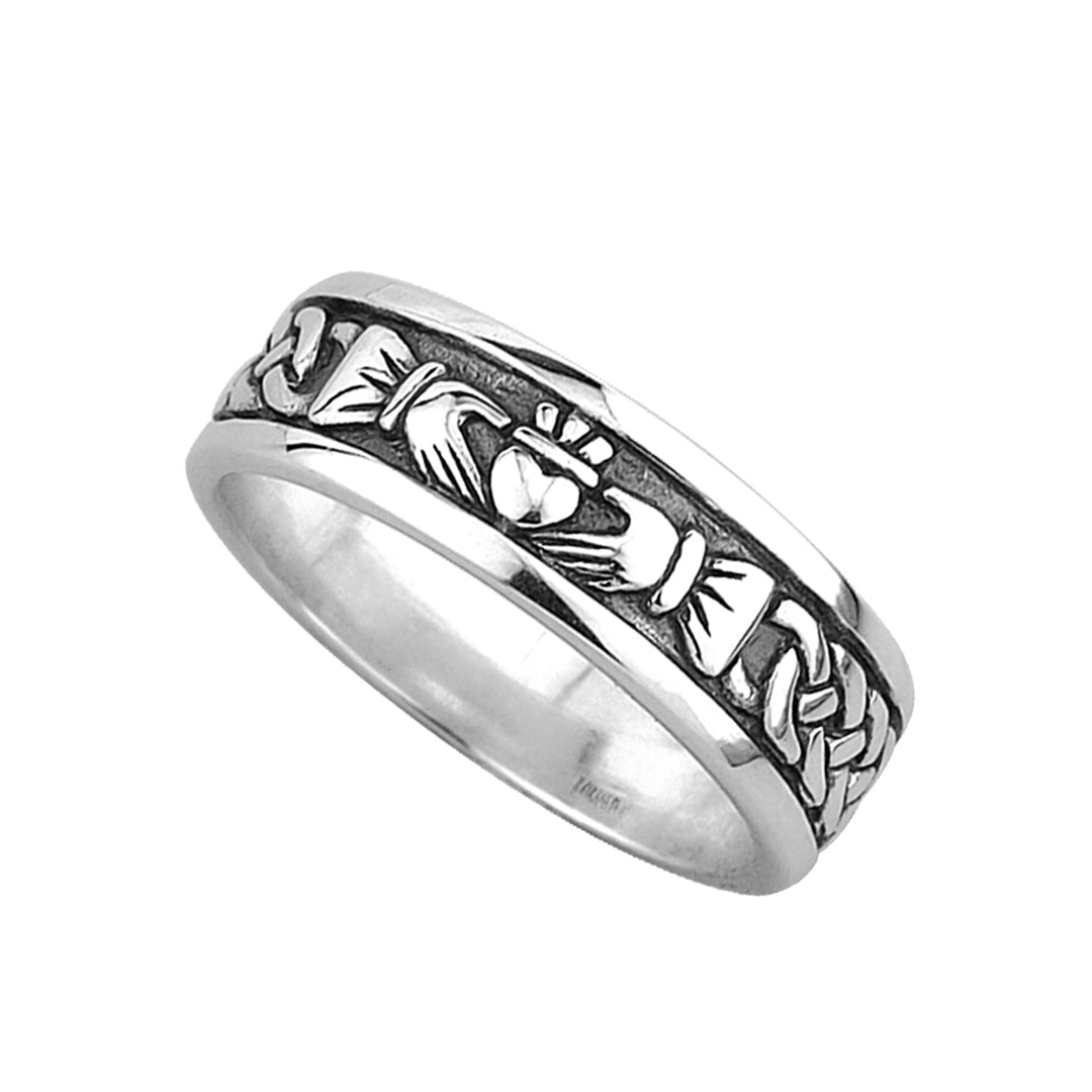 mens sterling silver oxidised claddagh ring s2828 from Solvar