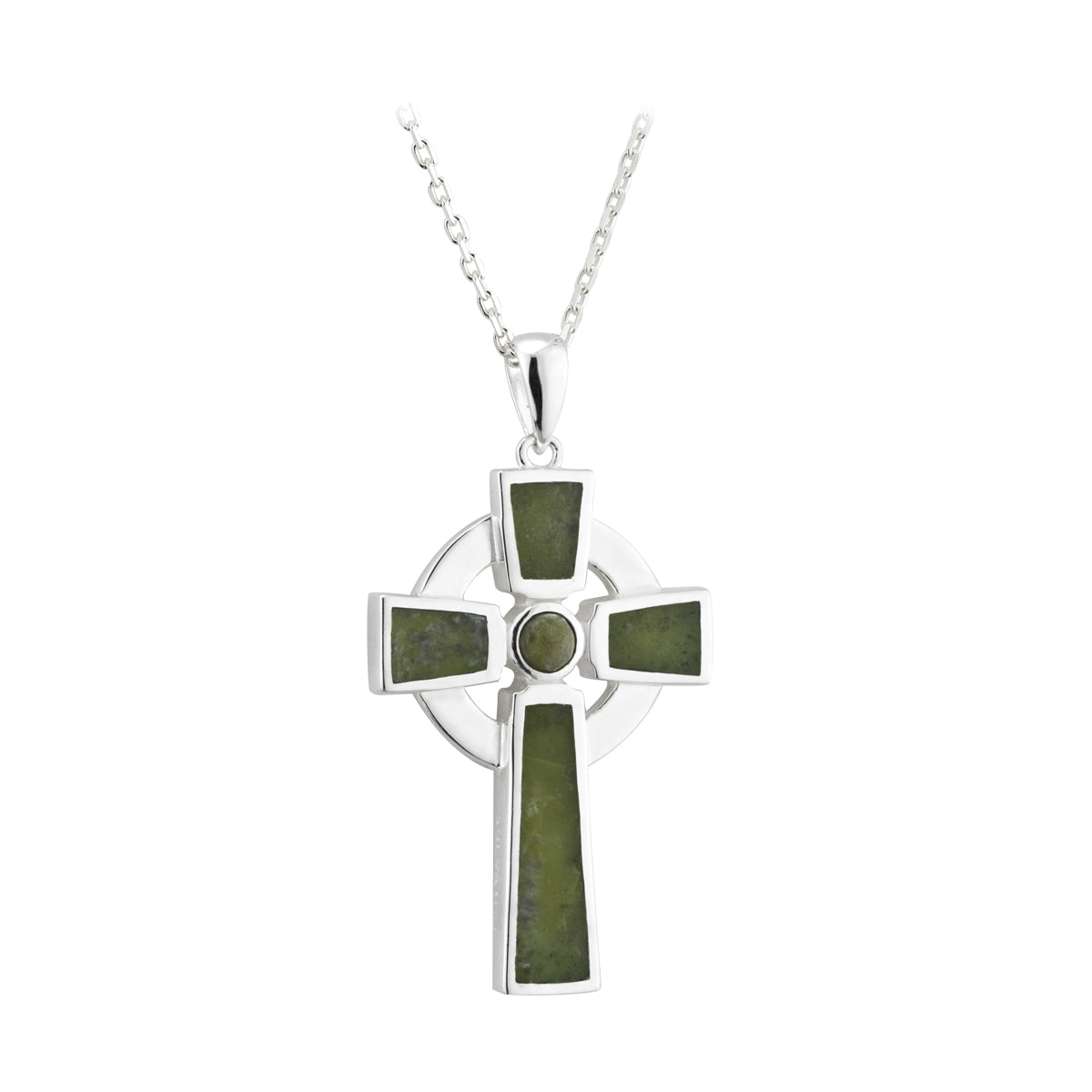 sterling silver small connemara marble cross pendant s46139 from Solvar