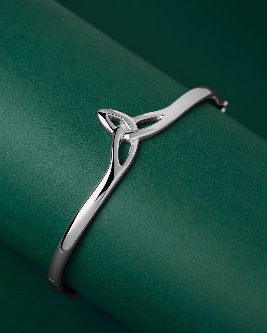 lifestyle image of sterling silver Celtic Trinity Knot bangle from Solvar