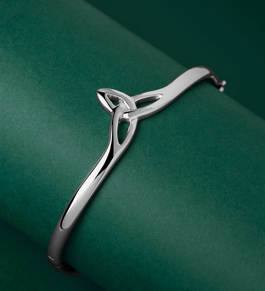 lifestyle image of sterling silver Celtic Trinity Knot bangle from Solvar