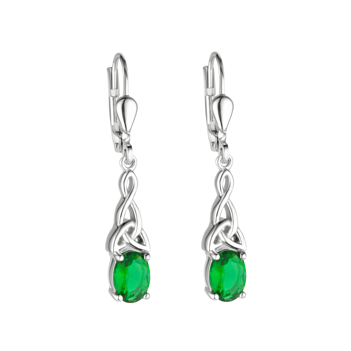 Green Crystal Trinity Knot Earrings S34199 from Solvar Irish Jewellery