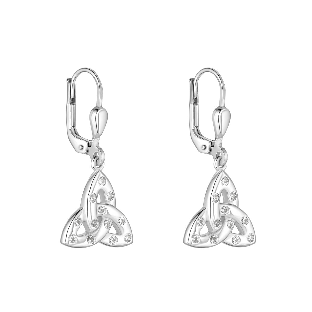 Stock image of Solvar flush set cz trinity knot drop earrings s34212