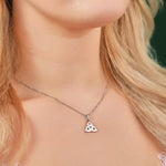 traditional Trinity Knot necklace on a model