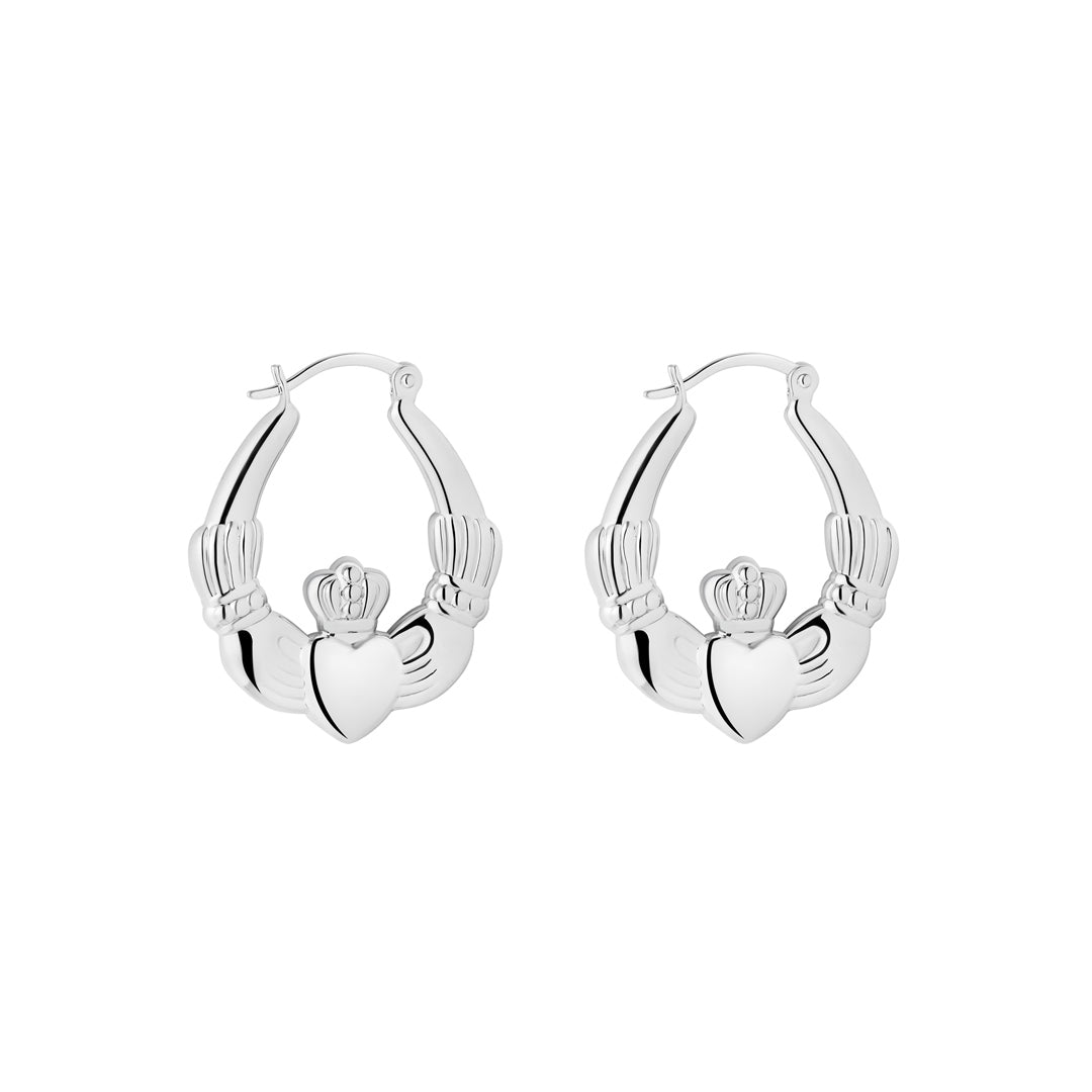 Product image of Sterling Silver Claddagh Creole Earrings from Solvar jewellery