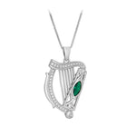 Product image of Sterling Silver Green Cz Harp Pendant from Solvar jewellery